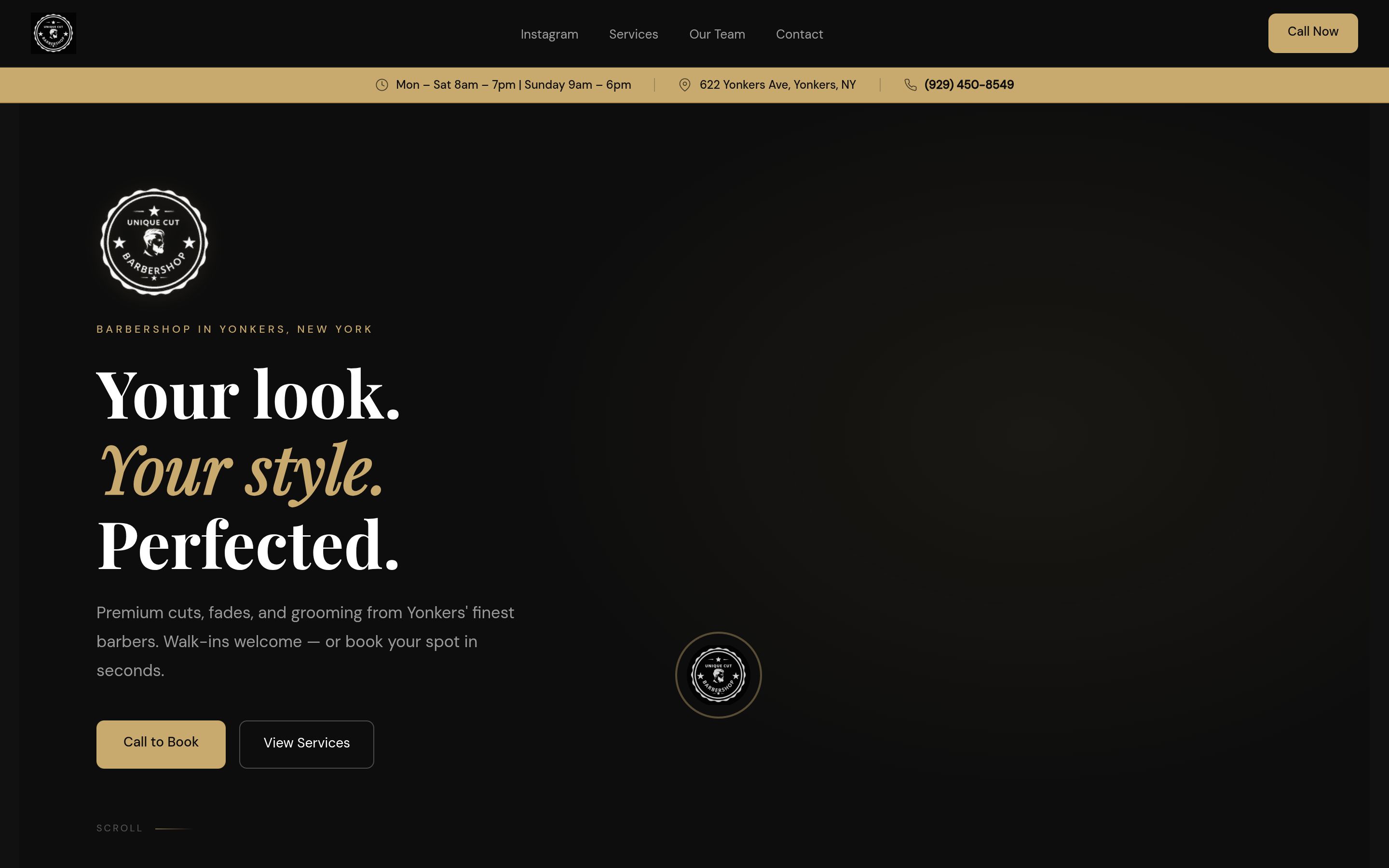 Unique Cut Barber homepage